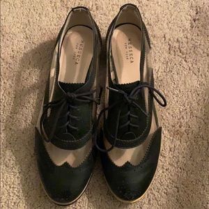clear/ black retro oxfords